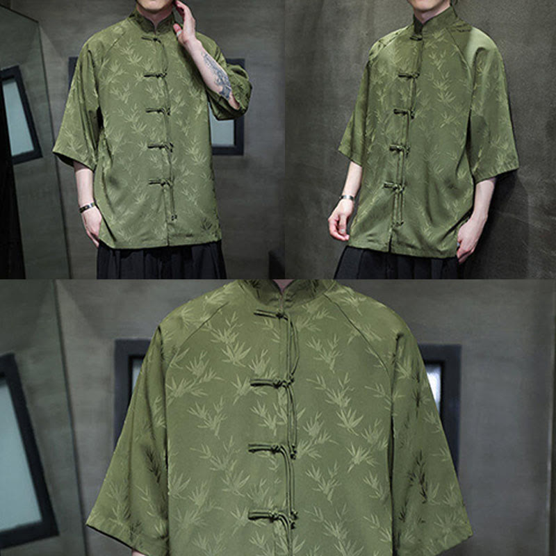 Lightweight Cotton Blend Three-Quarter Sleeve Tang Meditation Shirt