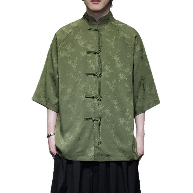 Lightweight Cotton Blend Three-Quarter Sleeve Tang Meditation Shirt