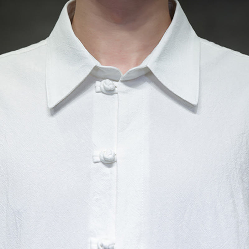 Commute Plain Half Buttons Design Men's Cotton Linen Half Sleeve Shirt With Pocket