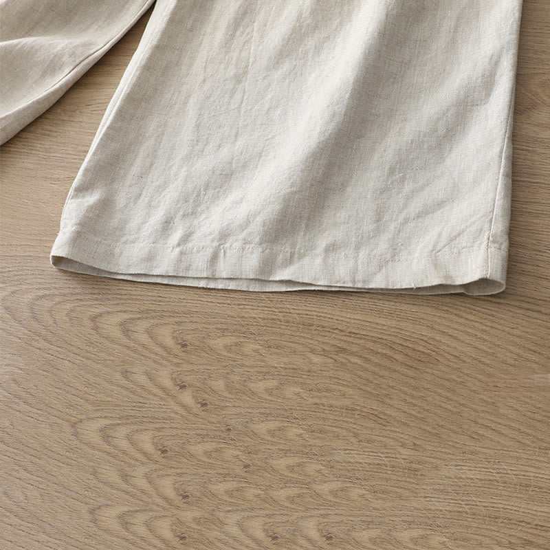 Casual Retro Plain Women's Cotton Wide Leg Pants With Pockets Zipper