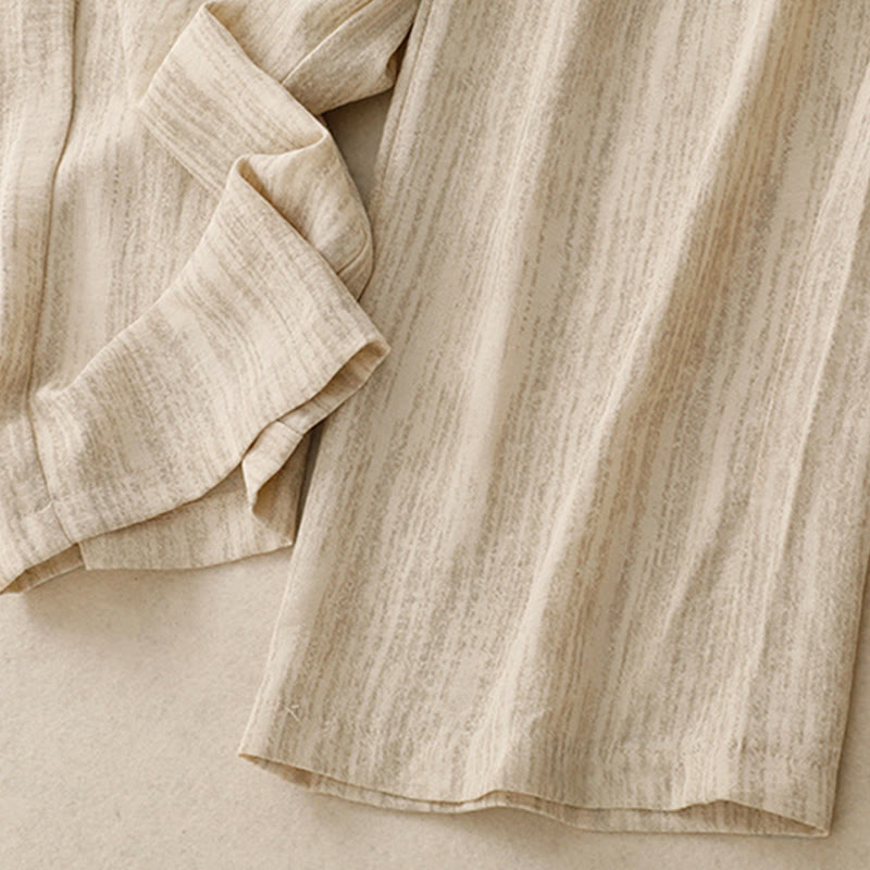 Textured Cotton Ankle-Length Wide-Leg Meditation Pants