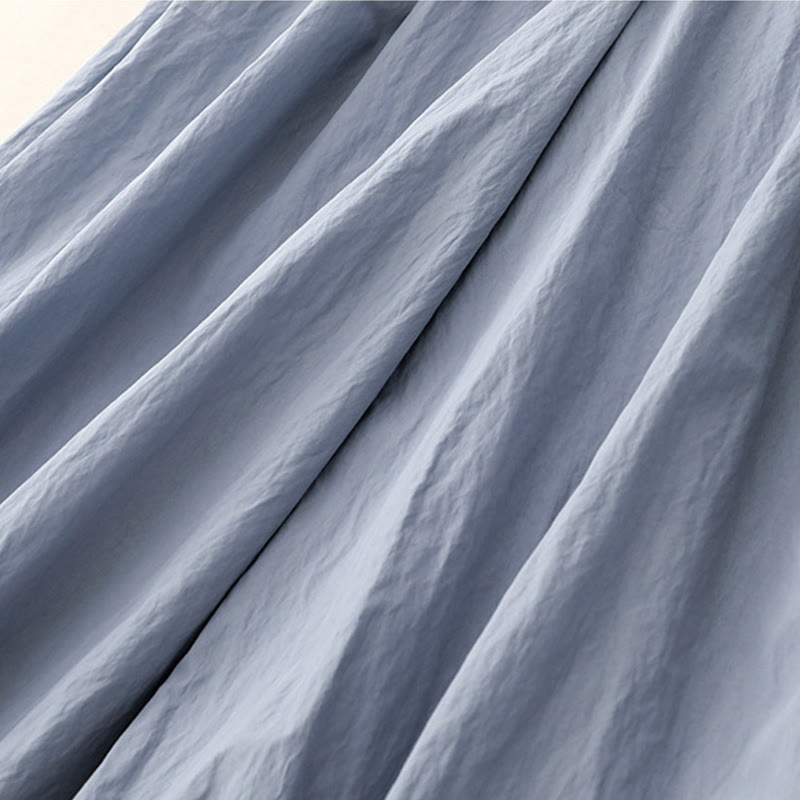 Casual Hem Hollow Design Women's Cotton 7-8 Length Wide Leg Pants With Pockets