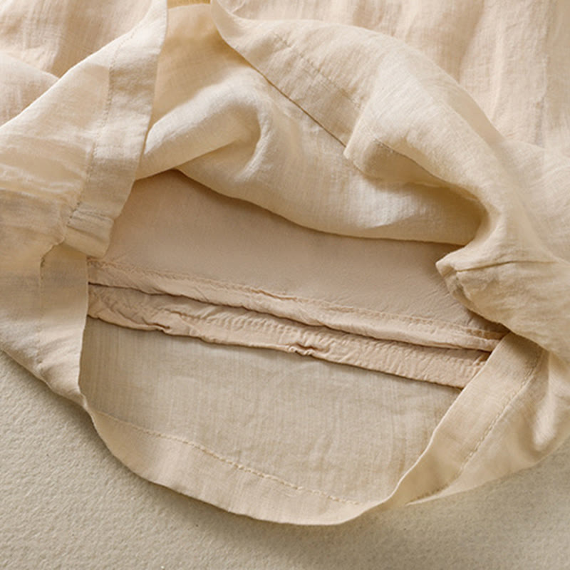 Commute Embroidery Drawstring Women's Cotton Wide Leg Pants With Pockets