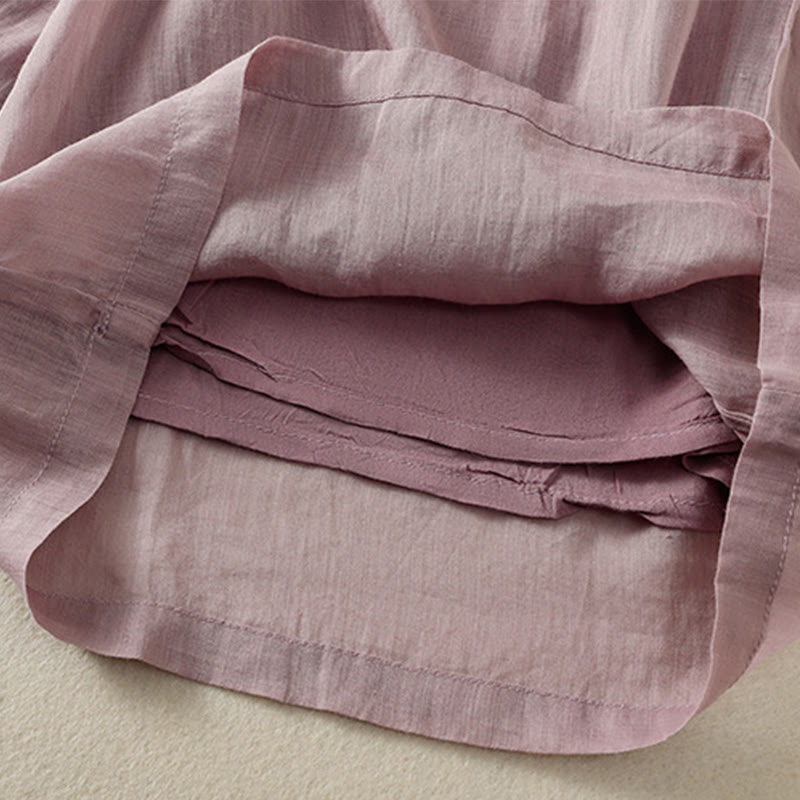 Commute Embroidery Drawstring Women's Cotton Wide Leg Pants With Pockets