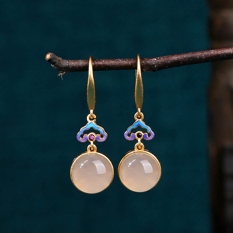 925 Sterling Silver Posts Natural Chalcedony Gold-plated Harmony Earrings