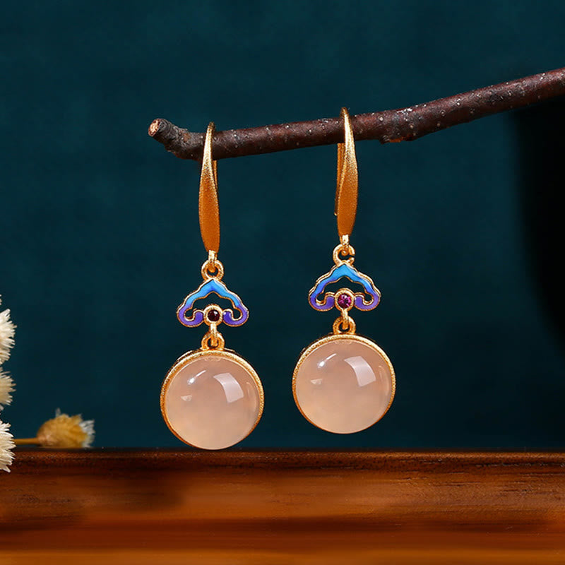 925 Sterling Silver Posts Natural Chalcedony Gold-plated Harmony Earrings