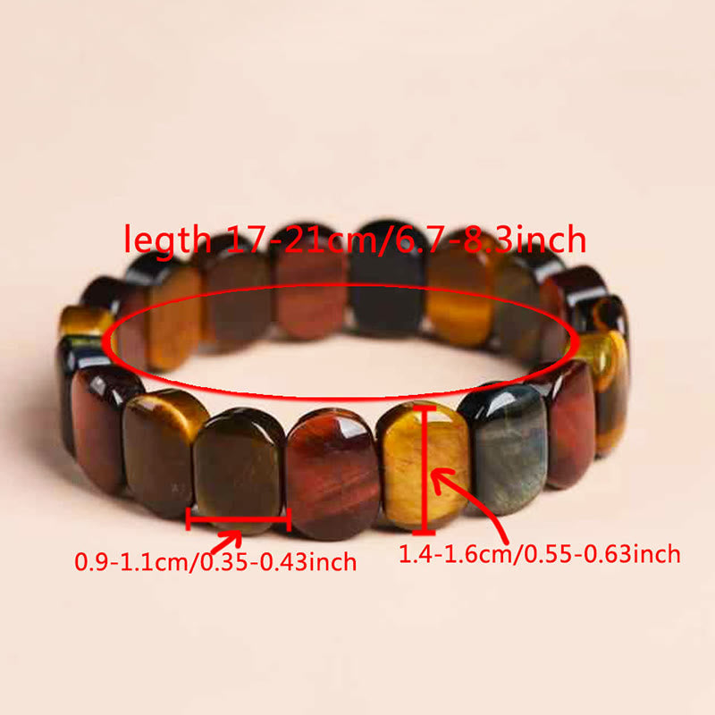 Natural Blue and Red Tiger Eye Oval Bead Strength Bracelet