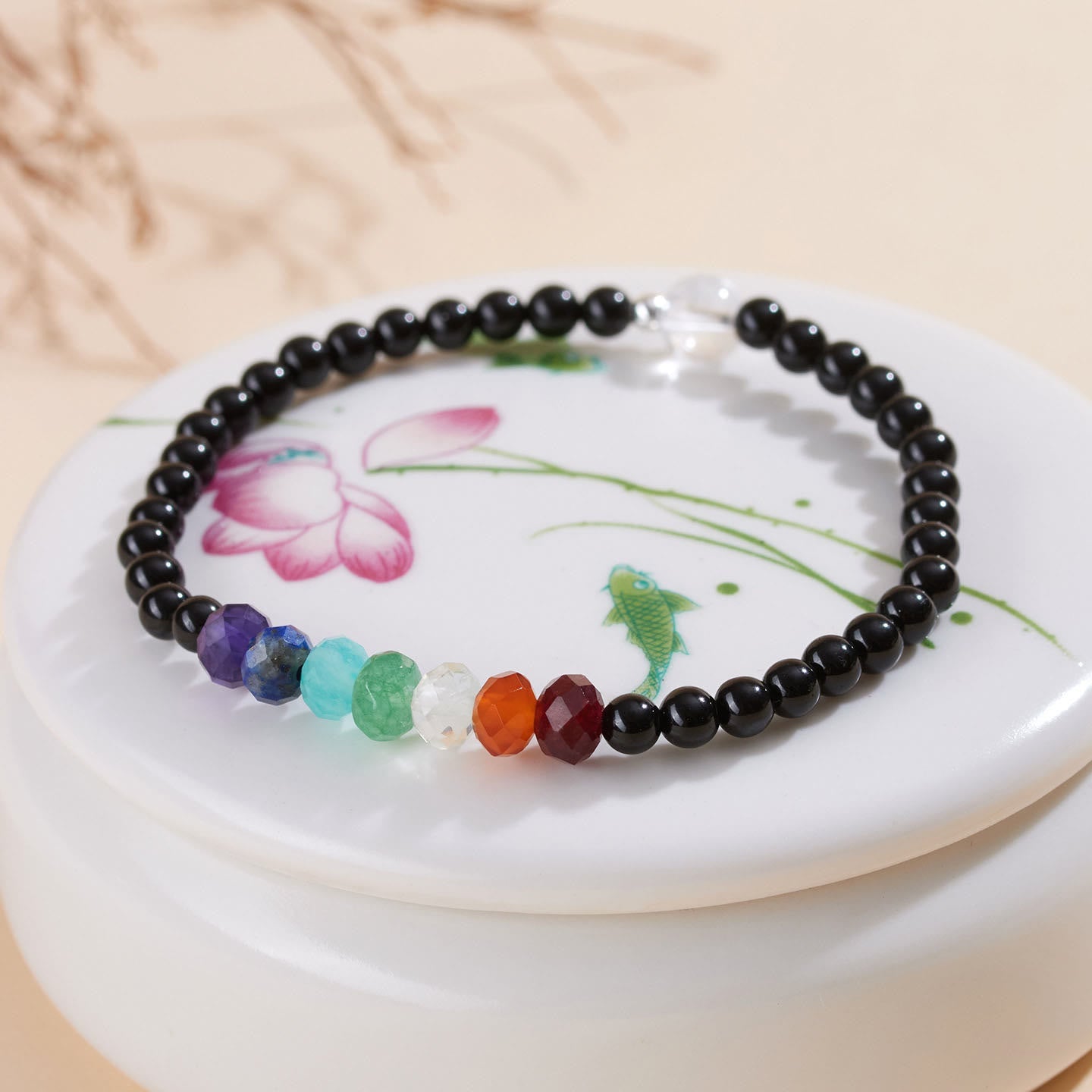 Ultra-fine 4mm Black Tourmaline Colorful Stone Bracelet