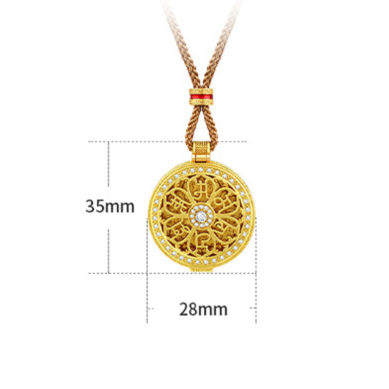 Om Mani Padme Hum Openable Copper Plated Gold Wealth Necklace Pendant
