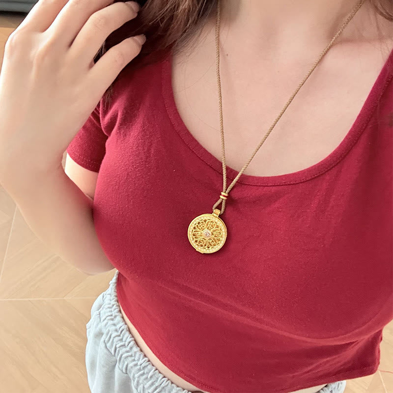 Om Mani Padme Hum Openable Copper Plated Gold Wealth Necklace Pendant