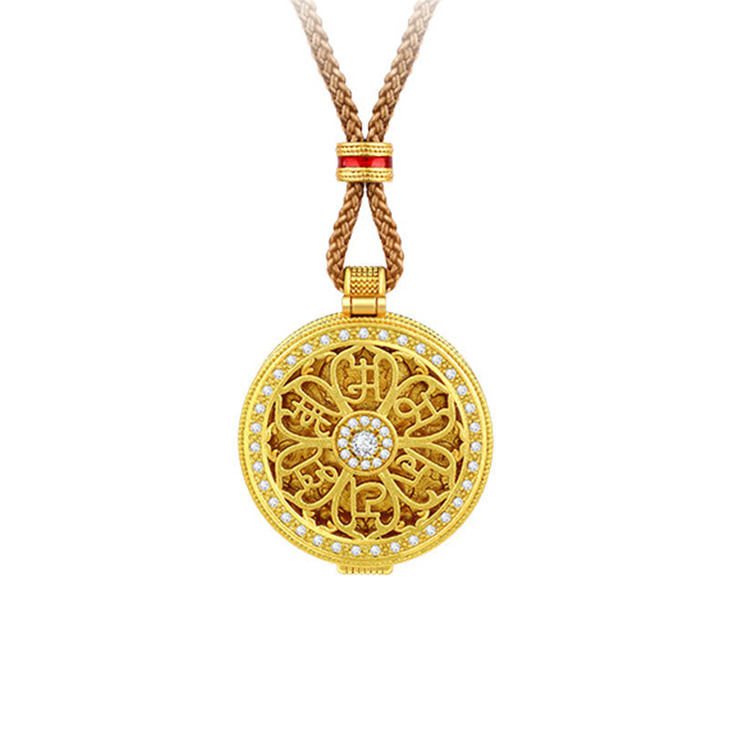Om Mani Padme Hum Openable Copper Plated Gold Wealth Necklace Pendant