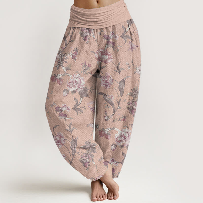 Breathable Cotton Floral Print Harem Meditation Pants