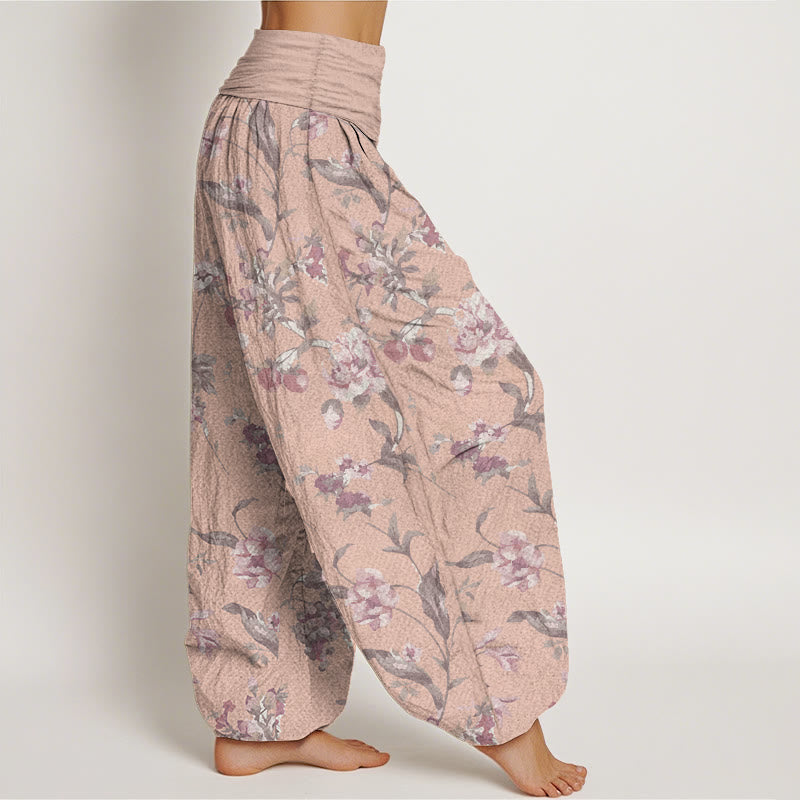 Breathable Cotton Floral Print Harem Meditation Pants