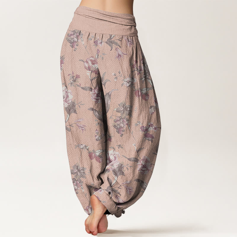 Breathable Cotton Floral Print Harem Meditation Pants