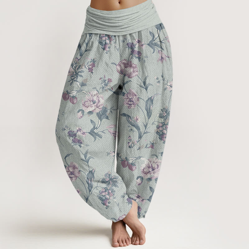 Breathable Cotton Floral Print Harem Meditation Pants