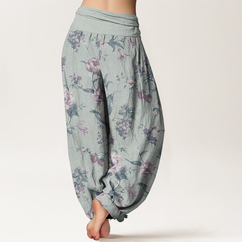 Breathable Cotton Floral Print Harem Meditation Pants