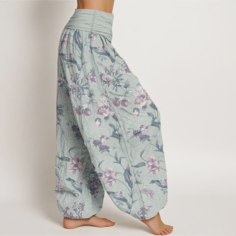 Breathable Cotton Floral Print Harem Meditation Pants