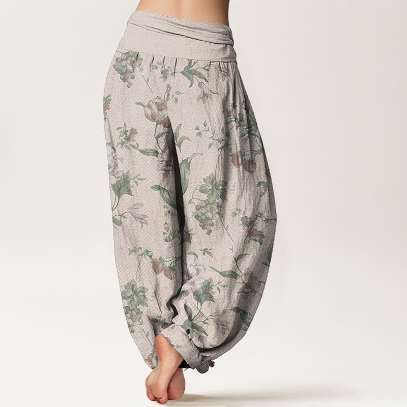 Breathable Cotton Floral Print Harem Meditation Pants