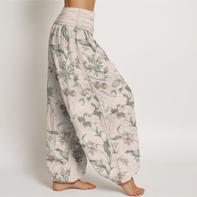 Breathable Cotton Floral Print Harem Meditation Pants