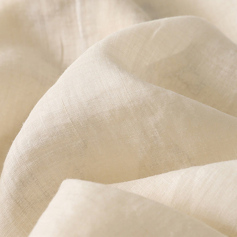 Cotton Linen Embroidered Stand Collar Mindful Shirt