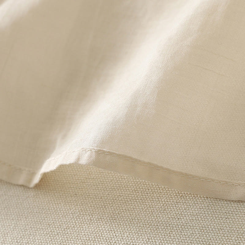 Cotton Linen Embroidered Stand Collar Mindful Shirt