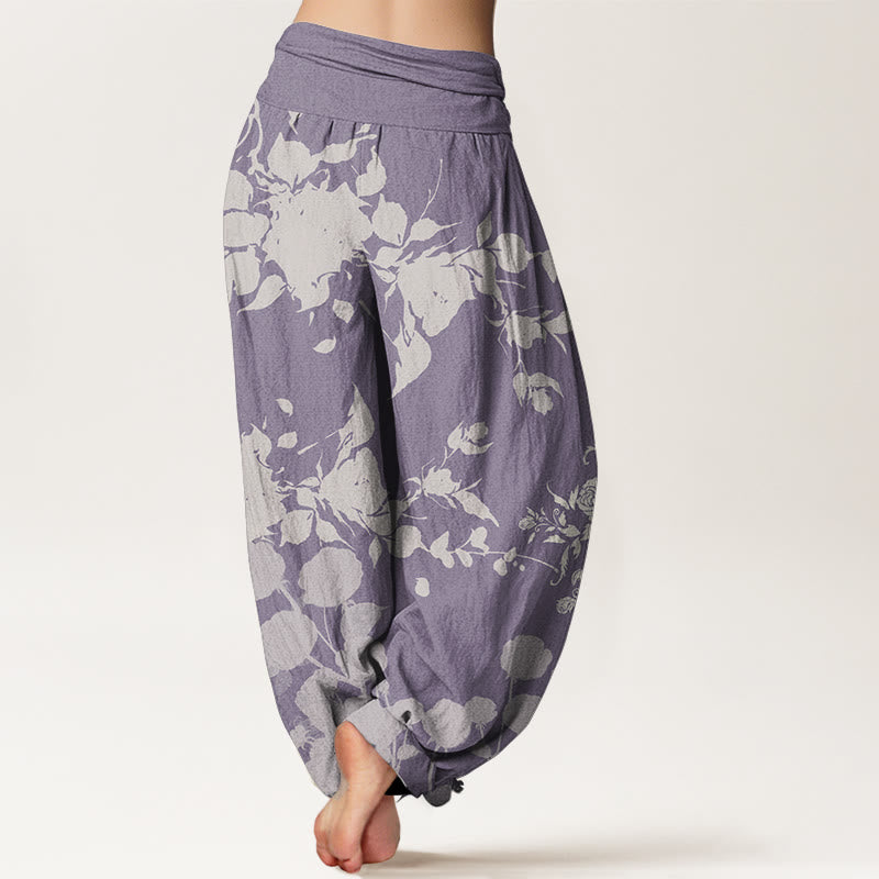 Pure Cotton Botanical Print Flexible Waist Meditation Harem Pants