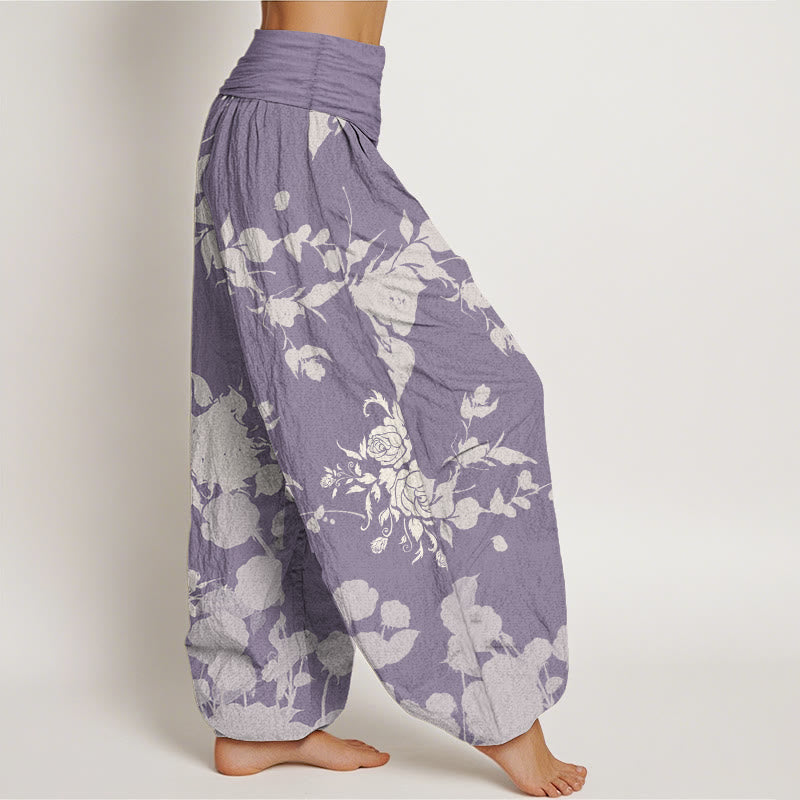 Pure Cotton Botanical Print Flexible Waist Meditation Harem Pants