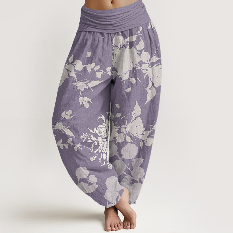 Pure Cotton Botanical Print Flexible Waist Meditation Harem Pants