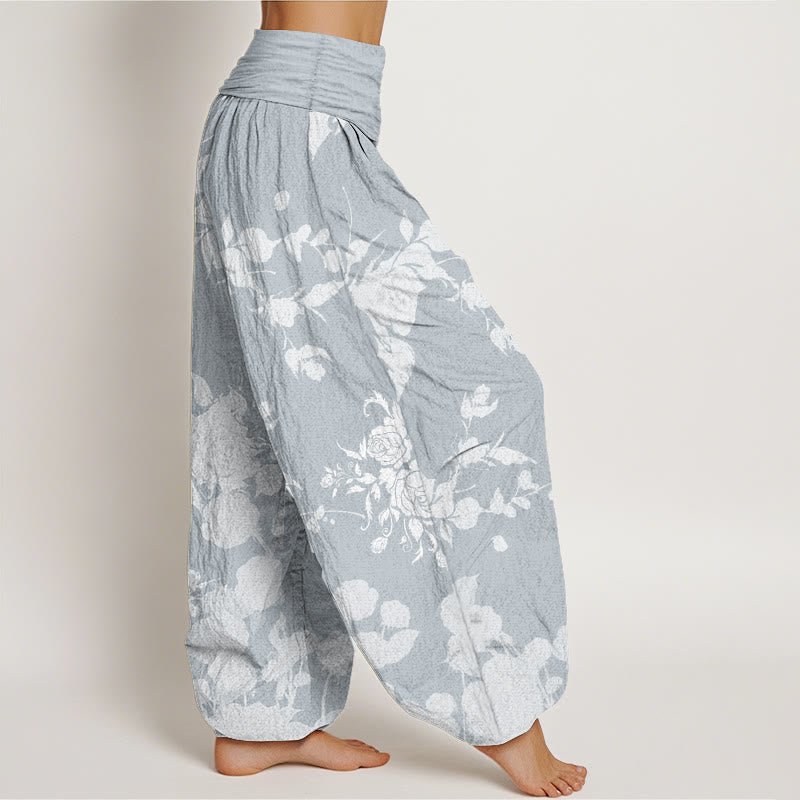 Pure Cotton Botanical Print Flexible Waist Meditation Harem Pants