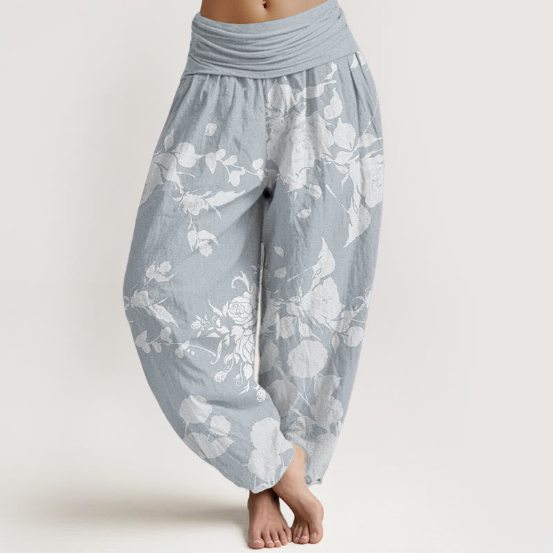 Pure Cotton Botanical Print Flexible Waist Meditation Harem Pants