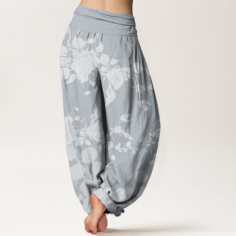 Pure Cotton Botanical Print Flexible Waist Meditation Harem Pants