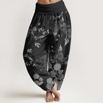 Pure Cotton Botanical Print Flexible Waist Meditation Harem Pants