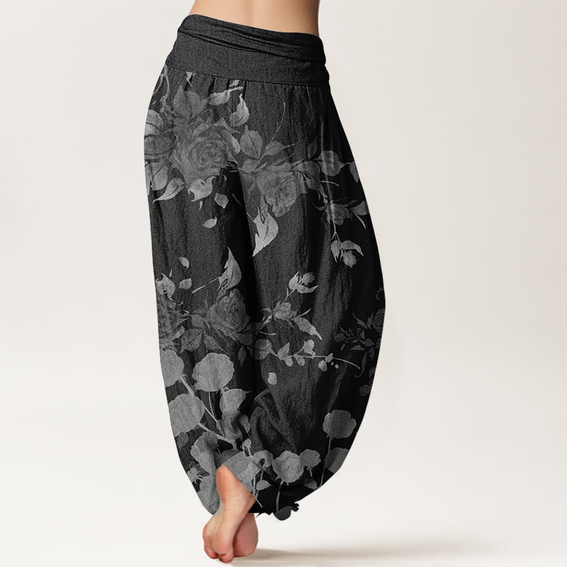 Pure Cotton Botanical Print Flexible Waist Meditation Harem Pants