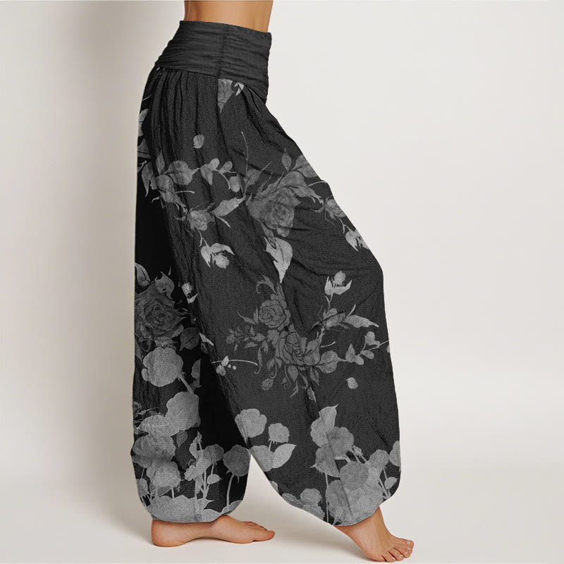 Pure Cotton Botanical Print Flexible Waist Meditation Harem Pants