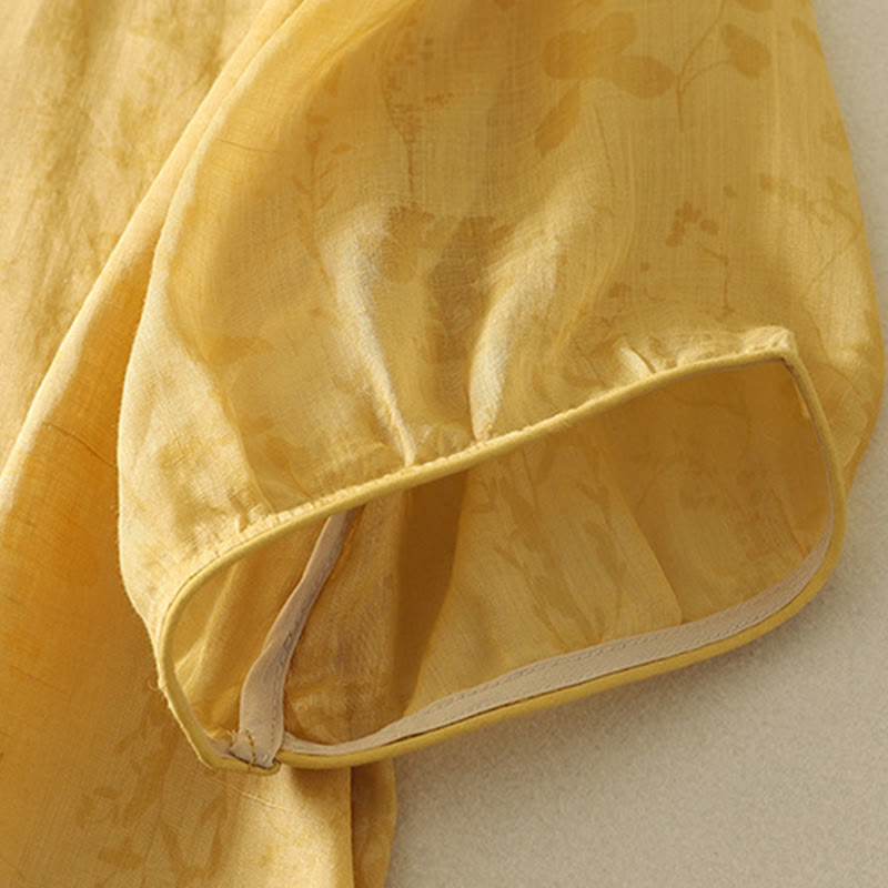 Tactile Cotton Mandarin Collar Meditation Shirt