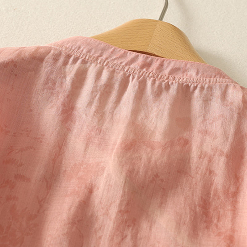 Tactile Cotton Mandarin Collar Meditation Shirt