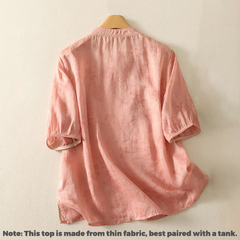 Tactile Cotton Mandarin Collar Meditation Shirt