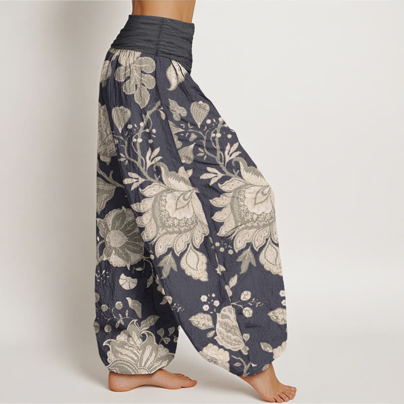Breathable Cotton Floral Peony Harem Pants for Mindful Movement