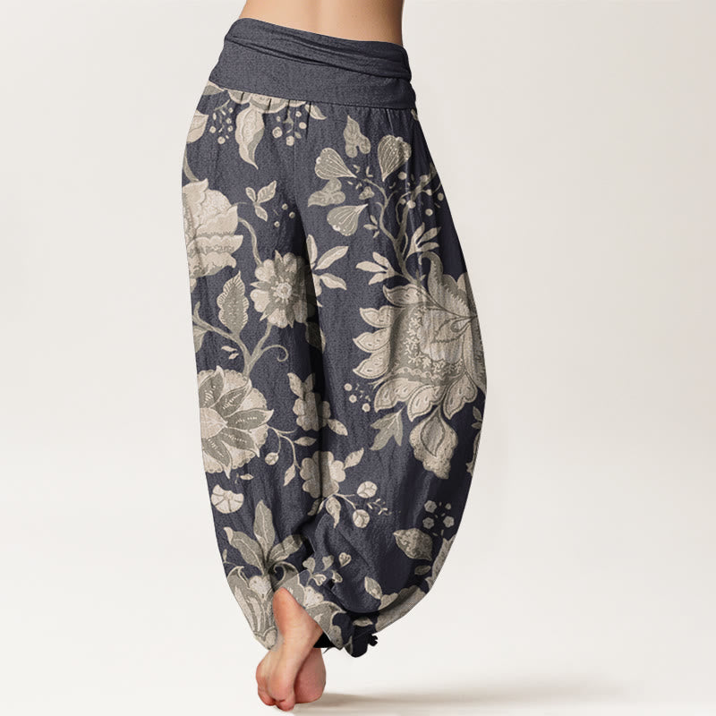 Breathable Cotton Floral Peony Harem Pants for Mindful Movement