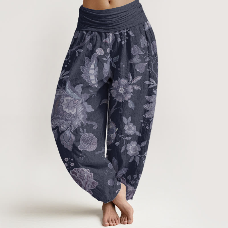 Breathable Cotton Floral Peony Harem Pants for Mindful Movement
