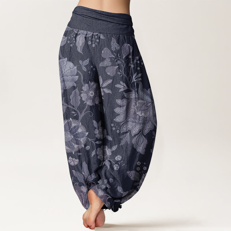 Breathable Cotton Floral Peony Harem Pants for Mindful Movement