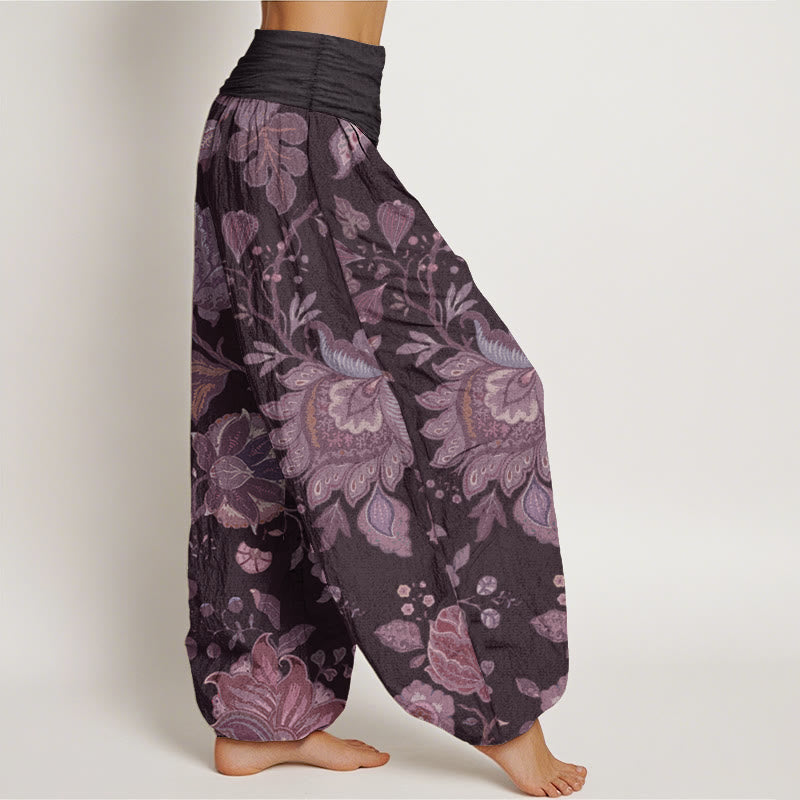 Breathable Cotton Floral Peony Harem Pants for Mindful Movement