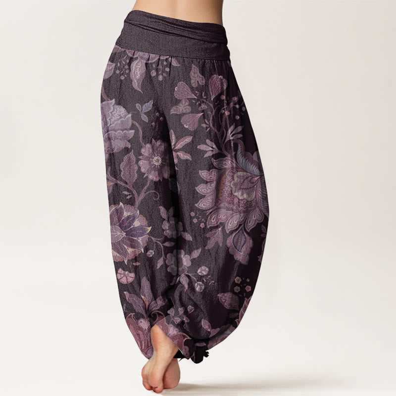 Breathable Cotton Floral Peony Harem Pants for Mindful Movement