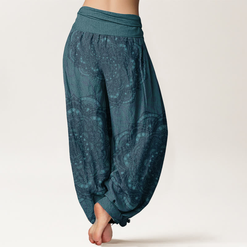 Pure Cotton Mandalas Paisley Pattern Women's Elastic Waist Harem Pants
