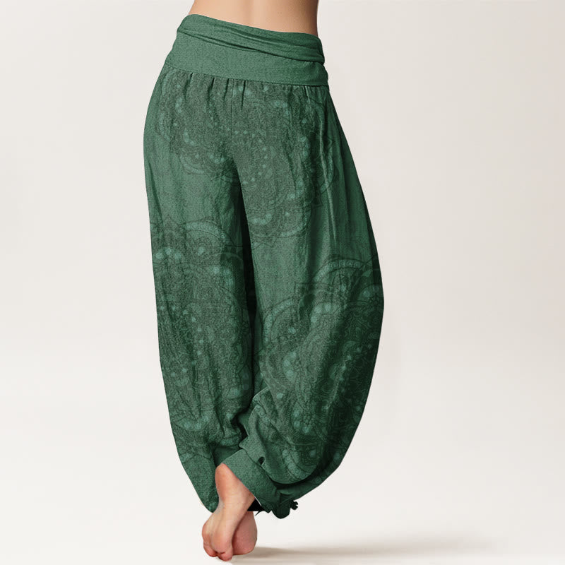 Pure Cotton Mandalas Paisley Pattern Women's Elastic Waist Harem Pants