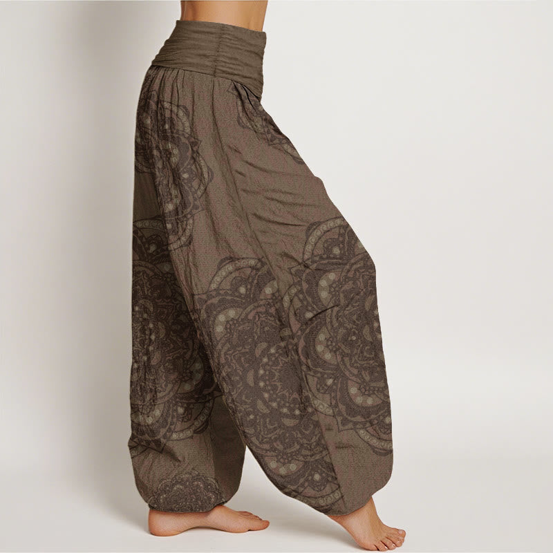 Pure Cotton Mandalas Paisley Pattern Women's Elastic Waist Harem Pants