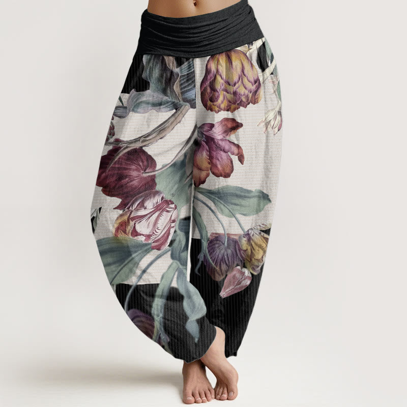 Tactile Cotton Botanical Print Mindful Movement Harem Pants