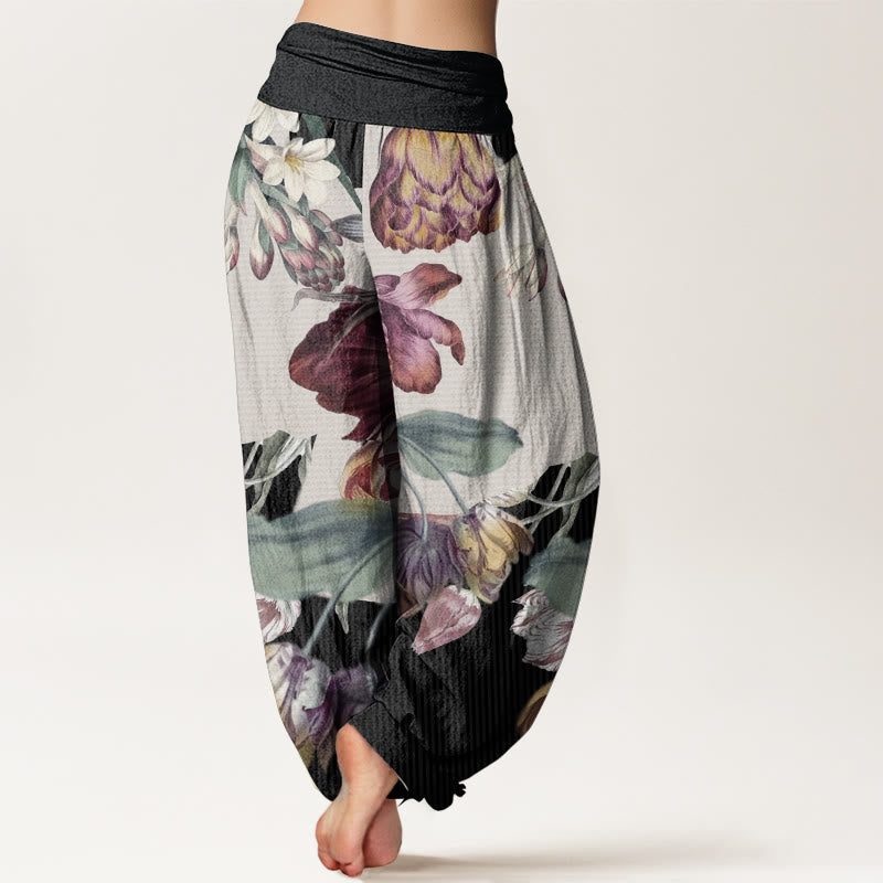 Tactile Cotton Botanical Print Mindful Movement Harem Pants