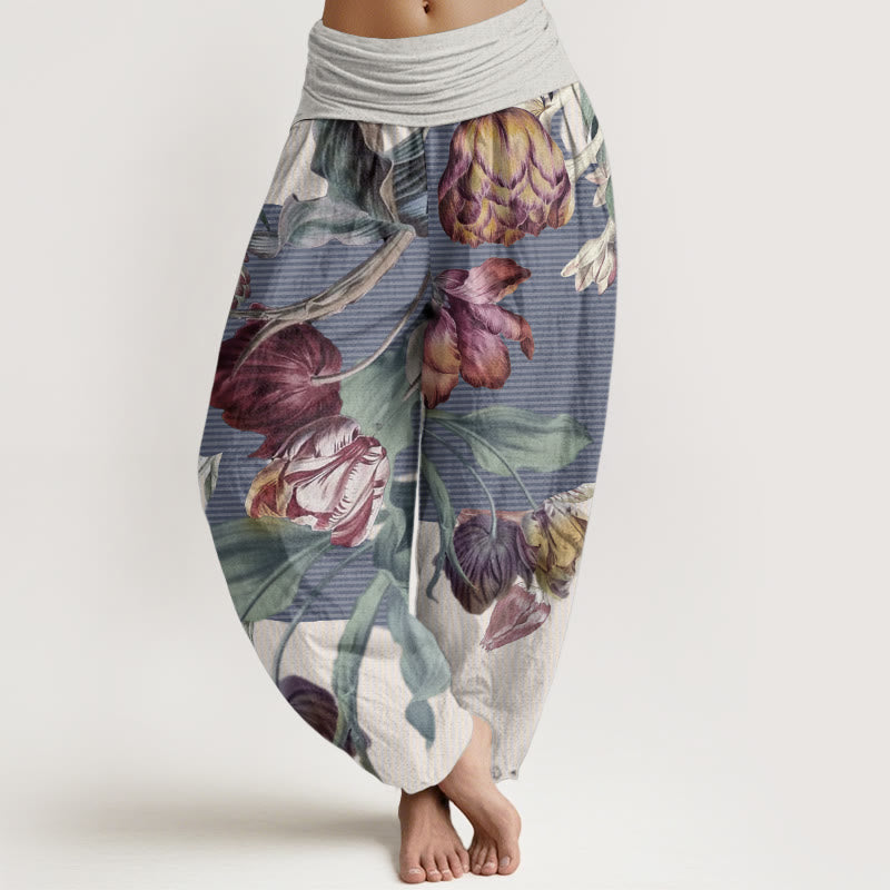 Tactile Cotton Botanical Print Mindful Movement Harem Pants