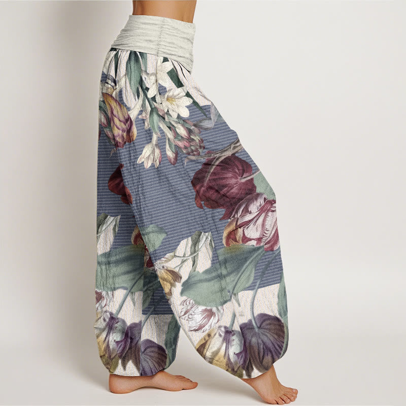 Tactile Cotton Botanical Print Mindful Movement Harem Pants